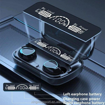 M10 Digital Display Earbuds Black with Charging Case